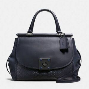 Coach Drifter Carryall Navy Snake Embossed Leather 2016 Gunmetal Hardware